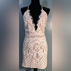 Cream Lace Halter Dress